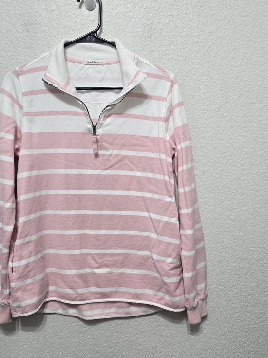 WoolOvers Tops - Woolovers Pink & White Striped Half-Zip Pullover Size S